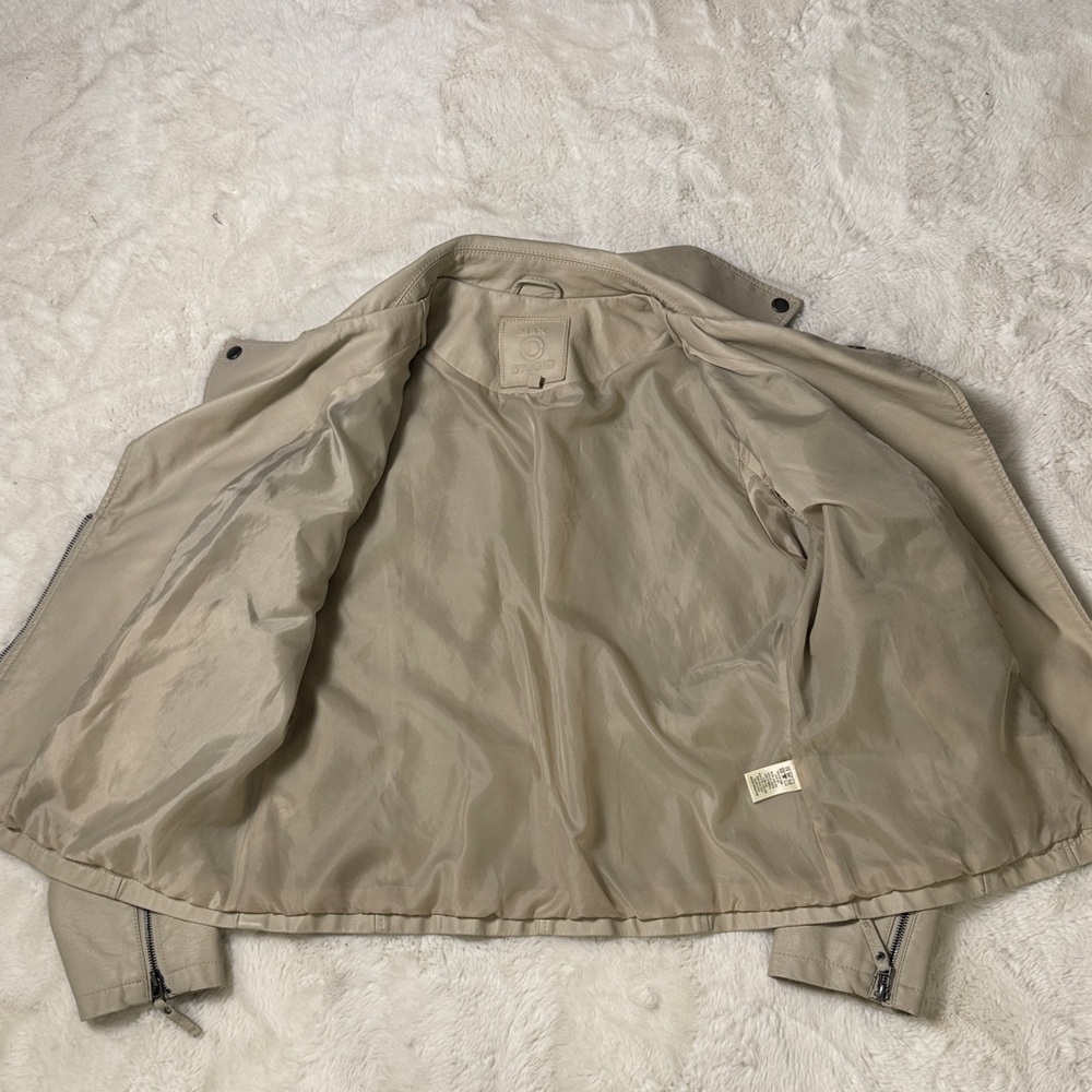 Max Studio Light Tan Leather Jacket - Picture 6 of 8